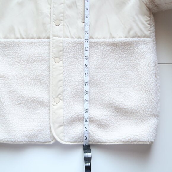 Zara Cream White Sherpa Fleece Oversized Bomber Jacket Coat Women’s Medium M - Picture 15 of 16